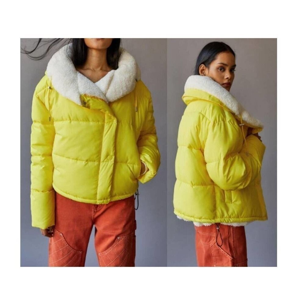 Urban‎ Outfitters Puffer Jacket Women's BDG Coldcontrol Sherpa Yellow Large $119